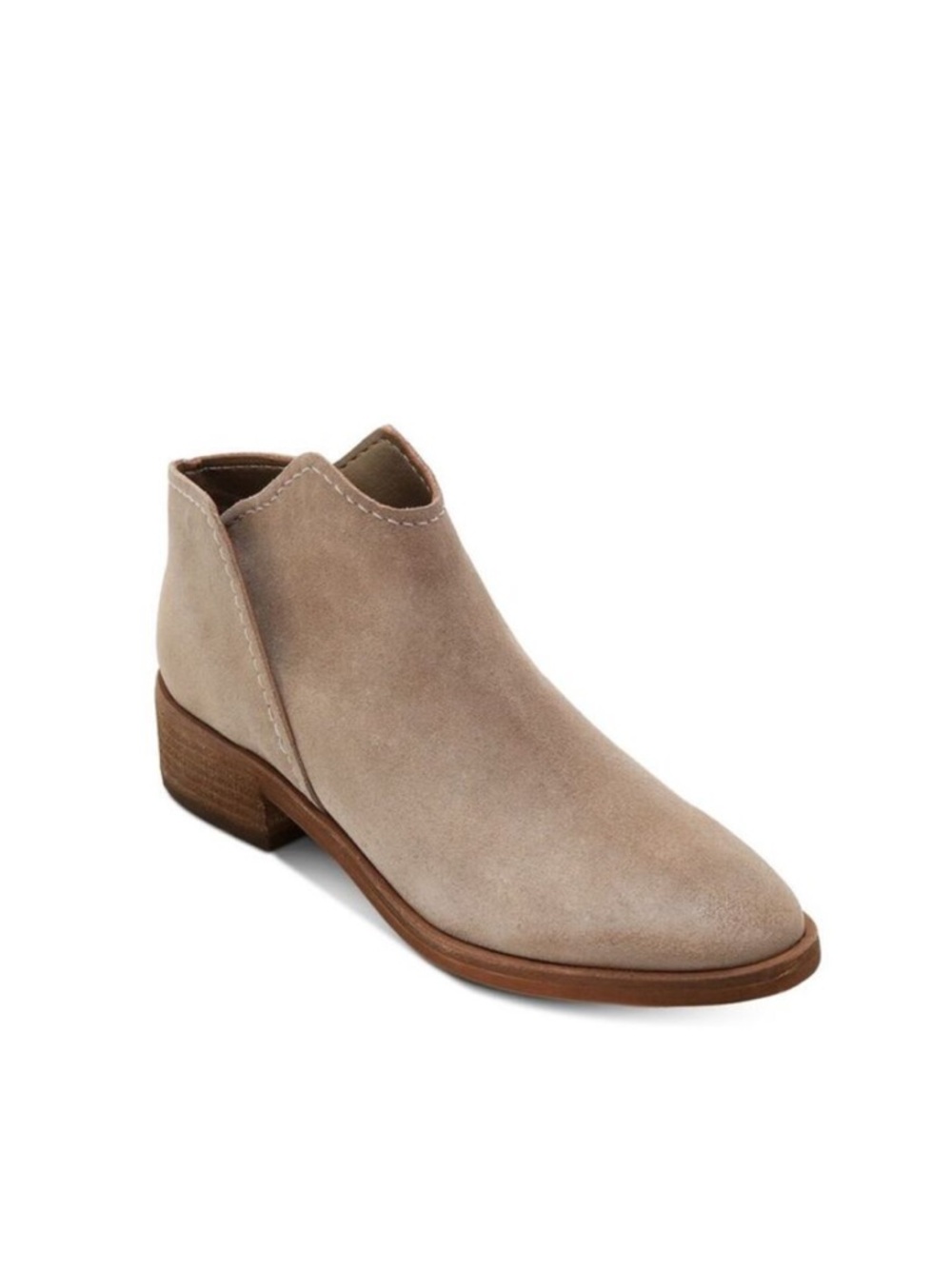 DOLCE VITA Womens Beige Stretch Trist Block Heel Slip On Leather Booties 8